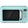 SIMOE Retro Microwave Oven 0.9Cu.ft，900W Compact Countertop Microwave w/5 Micro Power & 8 Auto Cooking, Child Lock, Timer Setting & Glass Turntable, LED Display, Mint Green