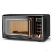 Countertop Retro Microwave Oven, SIMOE 0.7 Cu Ft Small Microwave with Defrost, 5 Micro Power, 8 Auto-cooking Set & Child Lock, Compact Microwave w/10 Inch Turntable, 60-min Timer, LED Display, 700W