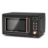 GLACER GT-23853GDEP Retro, Large 0.7Cu.ft, 700-Watt, Cold Rolled Steel Countertop with Time, Glass Turntable Plate, Pre-Programmed Cooking Settings, LED Display Microwave Oven, Rose Gold