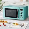 GOFLAME Large 0.9Cu.ft Countertop Microwave Oven, 900-Watt Retro Microwave w/Child Safety Lock, Defrost & Auto Cooking Function, LED Display, Glass Turntable, Mint Green